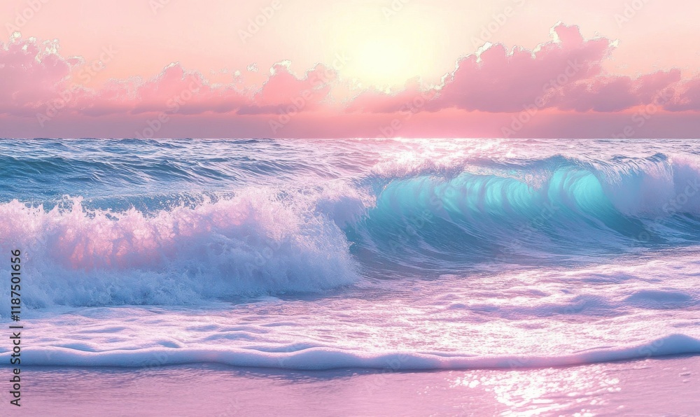 Aufkleber iridescent ocean waves with a subtle gradient effect, pearlescent, soft focus