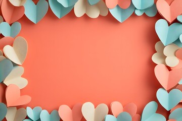 Obraz premium Vibrant Heart Patterns in Layered Textures and Soft Pastel Backdrops