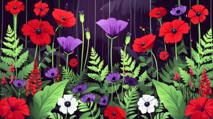 Elegant and vibrant summer floral pattern for decorative designs and backgrounds