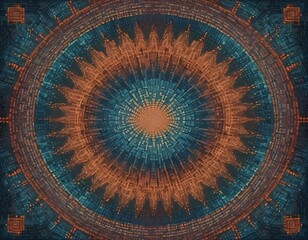Illusion Liquified designs in op art psychedelic style, squares arranged in a mandala formation, using a rainbow color palette that radiates from the center, enhancing the hypnotic appeal of the image