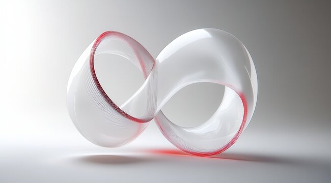 the triangles like the adobe acrobat sign, material is white mate and transparent glass, on light grey background, soft white and highlights with red glow accenses, 