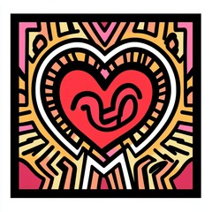 Islamic kufic calligraphy, depicting "I Love You" in Arabic, serves as a border decoration, isolated on a white background in a modern artistic illustration.