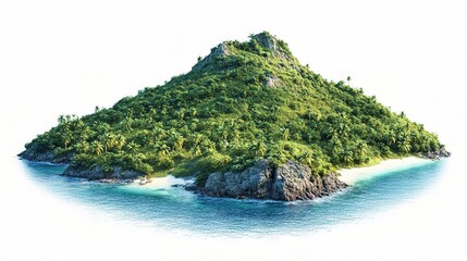Isolated Beautiful Island Surrounded by Calm Blue Water Landscape