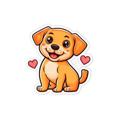 Fototapeta premium Cute Cartoon Puppy with Hearts