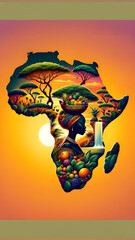 Vibrant African Landscape Art  Celebrating Nature and Culture