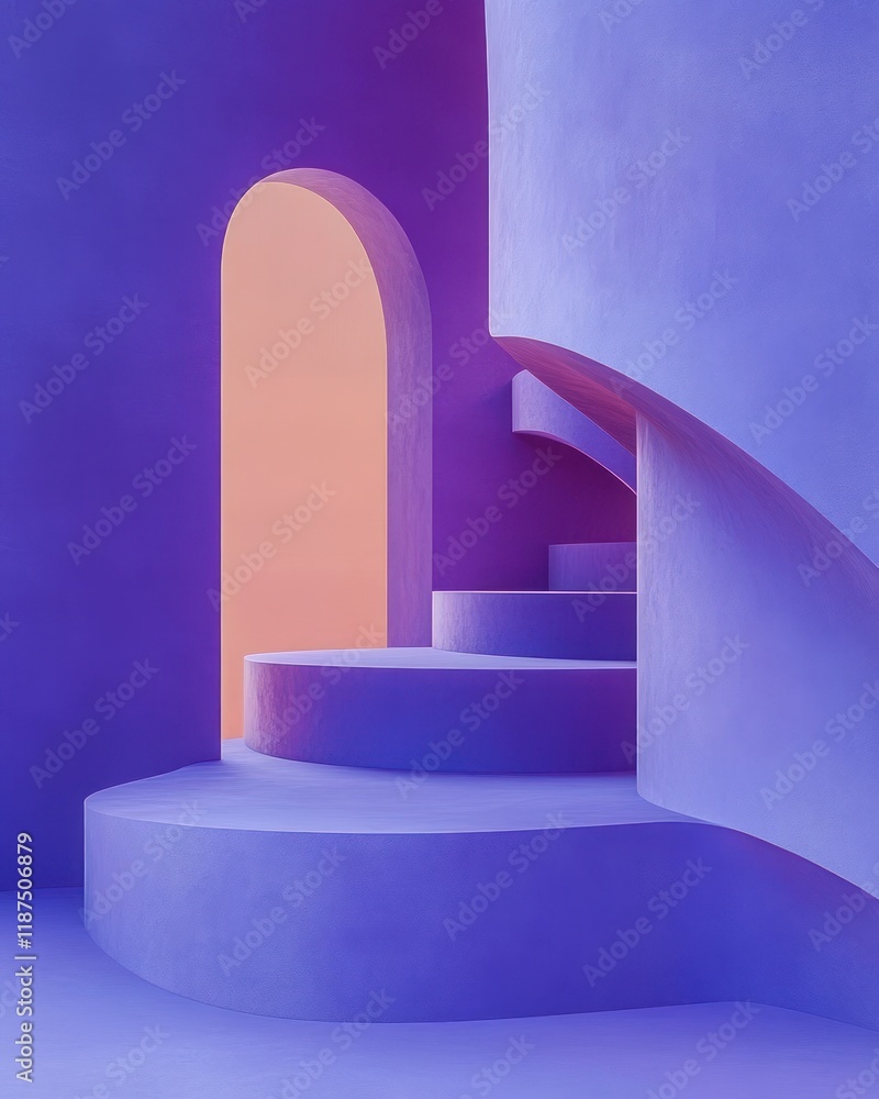 Poster abstract minimalist 3d background display podium with rounded geometric shapes in lavender colors
