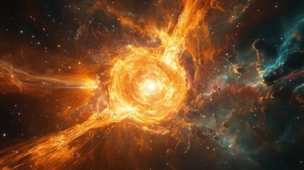 Obraz premium Cosmic explosion with vibrant colors in space.