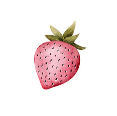 Fototapeta premium Watercolor strawberry isolated on white background. Hand-drawn illustration.