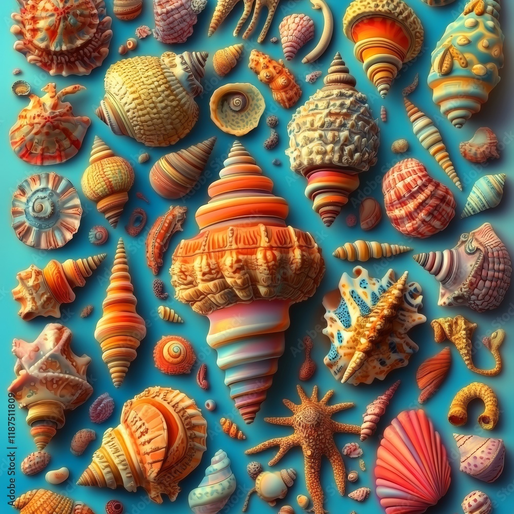 Poster repeated seashell texture background
