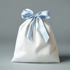 White Gift Bag Decorated With A Light Blue Bow