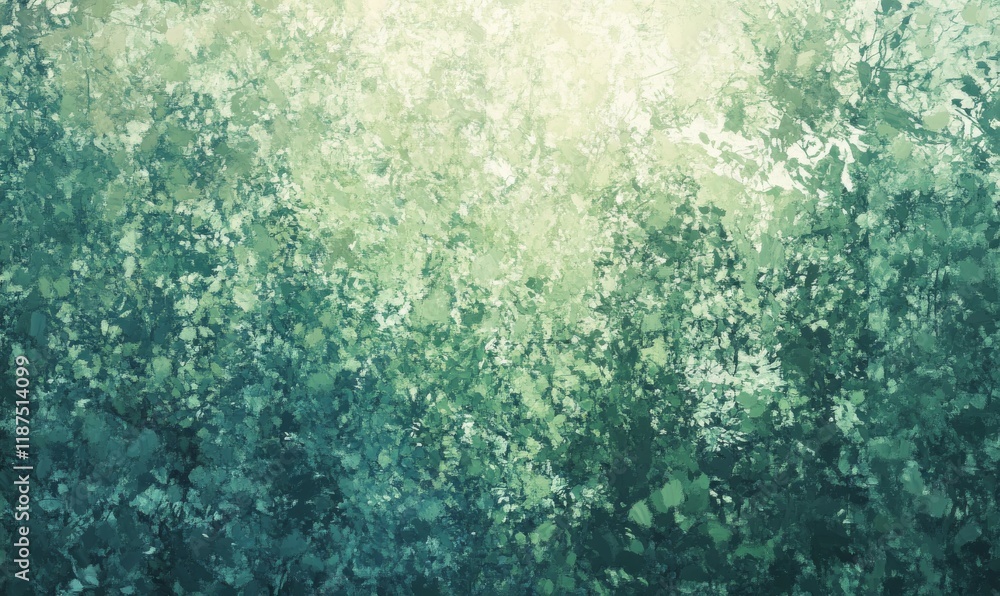 Poster mystifying forest with abstract gradient and subtle noise texture , natural light filtering, dense f