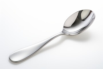 Elegant stainless steel spoon resting on a smooth surface with natural light reflecting off its polished finish