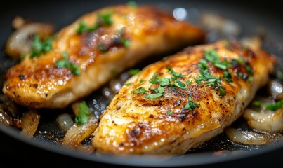 Pan-seared pastry pockets filled with juicy meat and onions browned to perfection