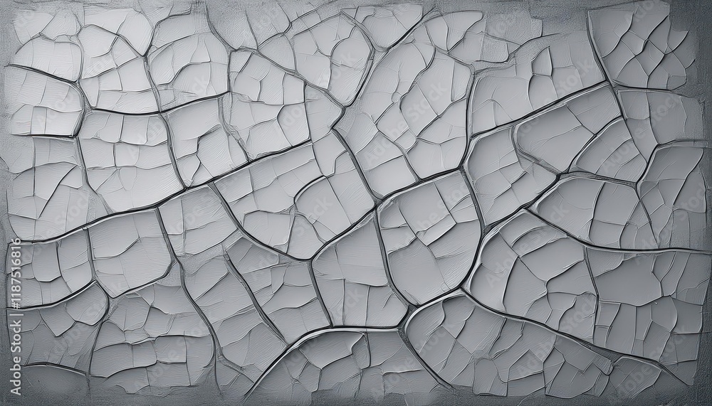 Poster texture of cracked paint on canvas light gray background with subtle line pattern and rich paint lay