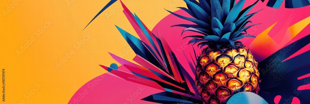 Fototapete geometric pineapple design with vibrant colors and dynamic shapes in an abstract artistic style. gen