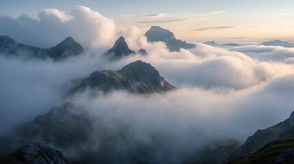 Majestic Sunrise over the Misty Mountains