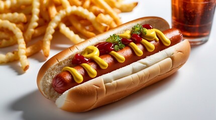 Classic Hot Dog with French Fries and Soda: A Delicious American Meal