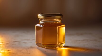 Golden Honey in Glass Jar, Sweetness in a Bottle