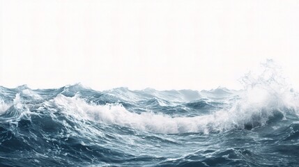 Obraz premium Ocean's Majesty: A captivating view of the vast ocean, where powerful waves crash and churn, forming a mesmerizing spectacle of nature's raw energy.
