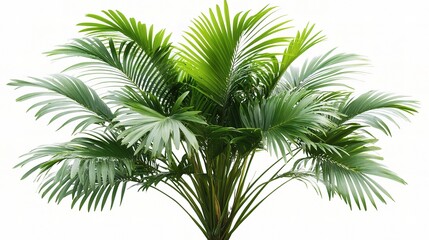 Isolated Tropical Palm Tree on White Background with Lush Green Leaves