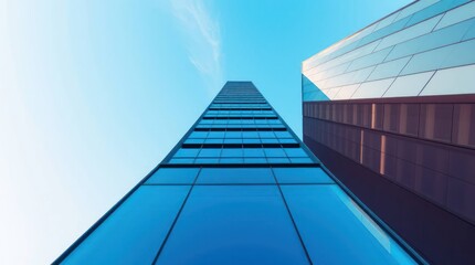 Fototapeta premium An angled view of a contemporary office building with large glass windows