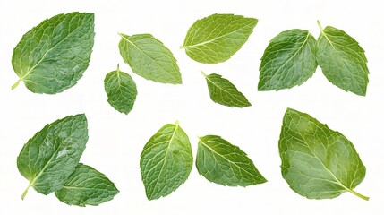 Fresh Mint Leaves Isolated on White Background for Culinary Use