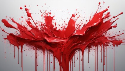 Vibrant Vertical Red Paint Splatter on White Background A Striking Vector Artwork Exuding Energy and Boldness