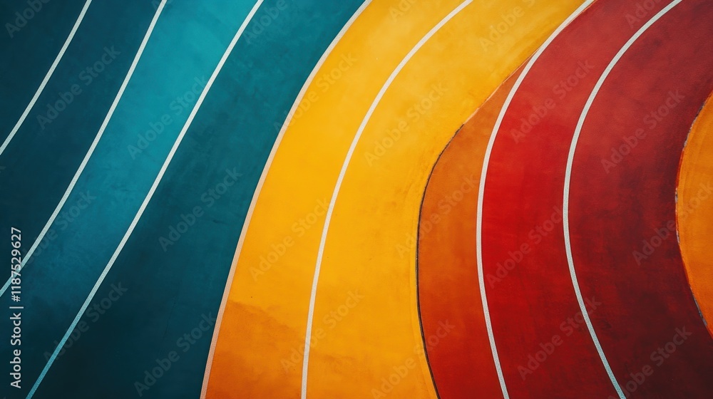 Poster abstract colorful curved lines on a surface.