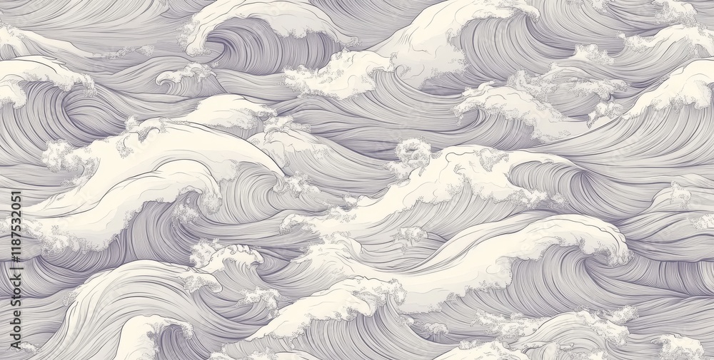 Poster blue colored rhythmic waves form an endless, seamlessly repeating background of modern water runny c