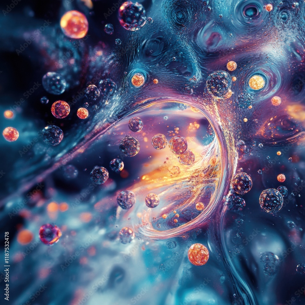 Aufkleber swirling bacteria and microbes create an abstract display of movement through a vibrant liquid envir