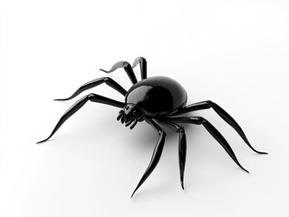 Obraz premium Black spider 3D render on white background, Halloween design.