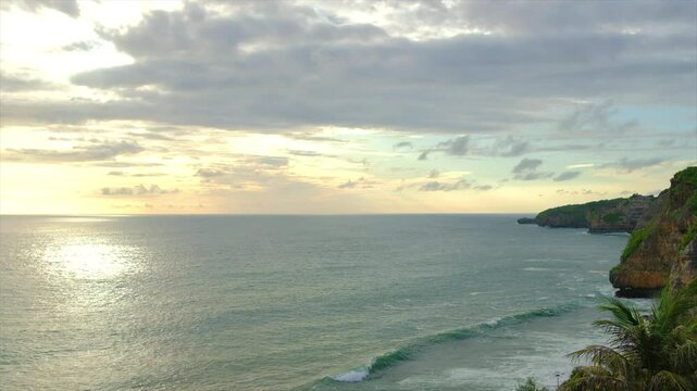 sunset on the sea in gunung kidul yogyakarta indonesia