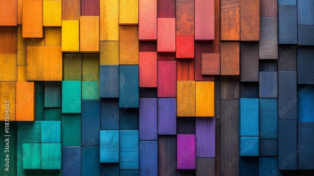 Poster wood aged art architecture texture abstract block stack on the wall serves as a background, compleme