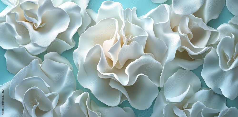 Poster white seamless wave pattern in 3d, showcasing light and shadow, functions as a decorative wall panel