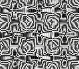 Fototapeta premium A contemporary geometric pattern without seams, contrasting against an abstract background, and featuring a polygonal grid with rounded elements and circular motifs