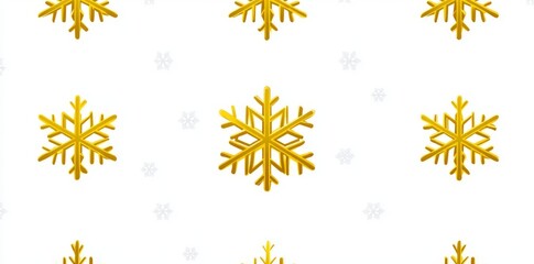 A seamless pattern with small gold snowflakes on a white backdrop for a luxury modern Christmas look. Golden snowflakes texture designed for use in decor, wallpapers, wrapping, and websites during