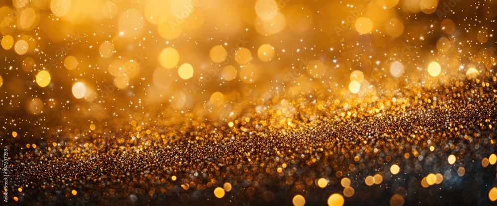 Aufkleber golden glitter bokeh background with sparkling lights and particles.