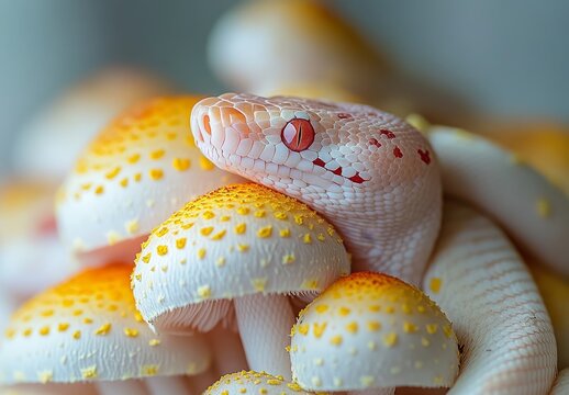 A young green tree python, previously called Chondropython viridis and now known as Morelia viridis, perches on my hand, with its current yellow appearance giving way to bright green later on