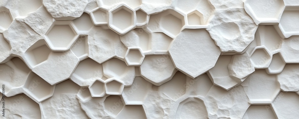 Poster modern abstract wallpaper with a white background and a 3d futuristic honeycomb mosaic. includes a h
