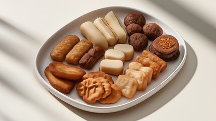 Fototapeta premium Minimalist chinese new year cookie and pastry arrangement for festive celebrations