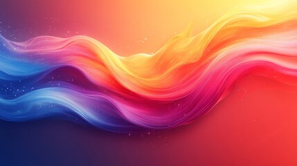 Fototapeta premium Fluid Color Symphony, A vibrant gradient of blues, purples, pinks, oranges and yellows flowing together in a captivating wave with subtle shimmering sparkles