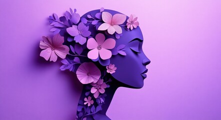 International Women's Day Poster Feminism Woman Silhouette Floral Cutout Graphic Design March 8 Empowerment Equality Celebration