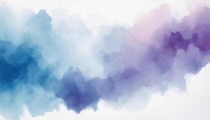 Fototapeta premium Whimsical Watercolor Stain Wallpaper featuring a Calming Scene of Light Blue and Purple Tones Overlaid on a White Canvas, Showcasing the Beauty of Fluid Artistry