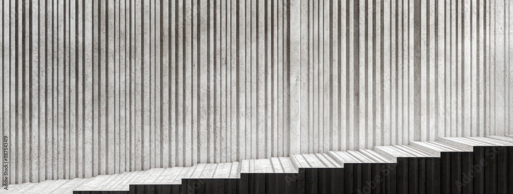 Poster corrugated concrete texture study with vertical lines and soft shadows for minimalist design