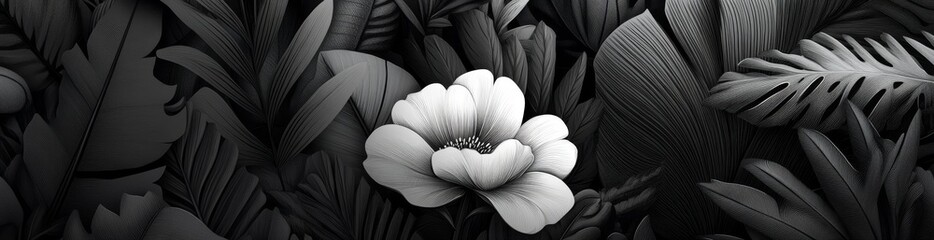 Seamless patterns in geometric floral motifs, complemented by white and black modern backgrounds, and presented in simple illustrations