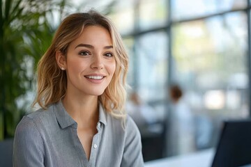 Business Woman in Job Interview with Recruit at Corporate Office with Natural Light