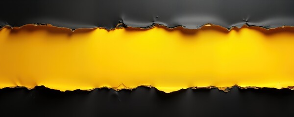 Torn yellow paper black background. Striped texture in ripped paper. Abstract design for banner. Copy space available for promotion. Perfect for Black Friday seasonal sale. Image suitable for