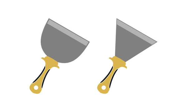 gray putty knives with gold handles clip art preview