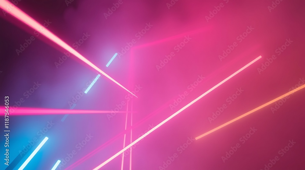 Aufkleber neon glowing lines abstract background. glowing neon moving high-speed wave lines and bokeh lights. 