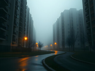 Obraz premium empty foggy street 